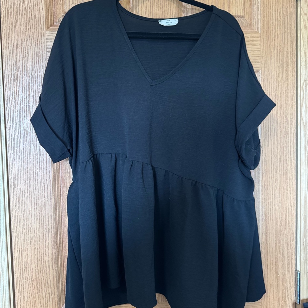 Entro Black V-Neck Blouse